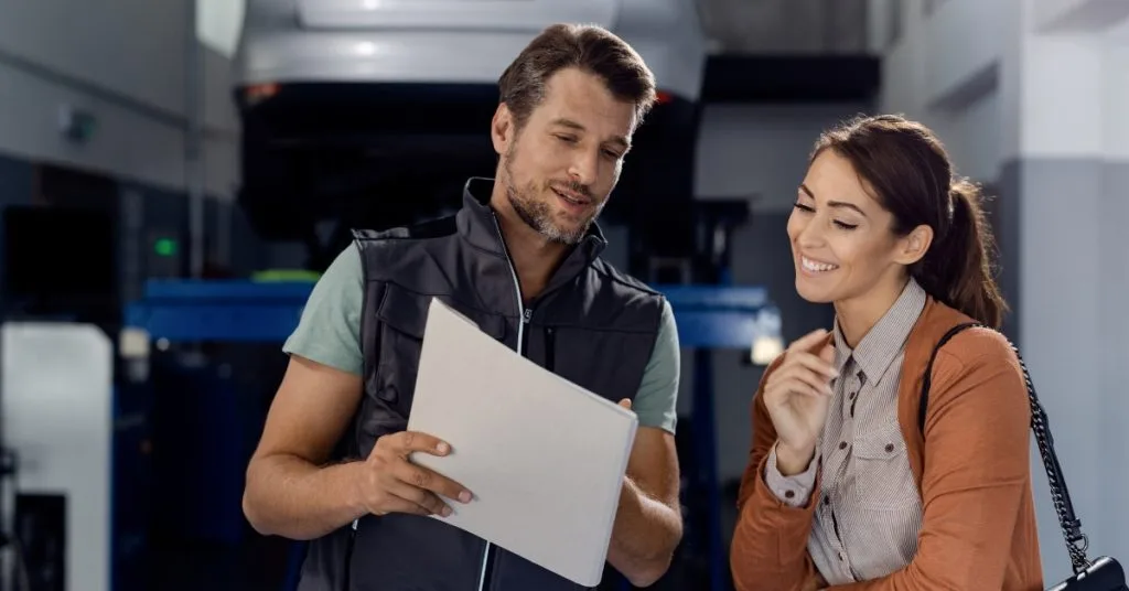 A repair centre offering customer service to a customer