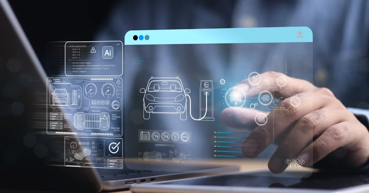 A stylised image of software for electric car maintenance