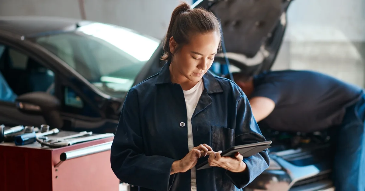 A woman using an FCA-regulated finance provider on a tablet
