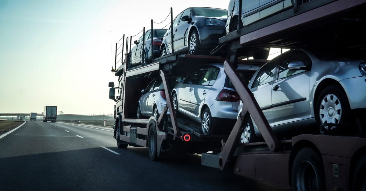 Second hand cars on a car transporter
