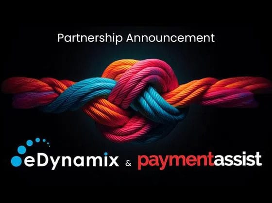 a stylised image of a partnership between eDynamix and Paymentassist