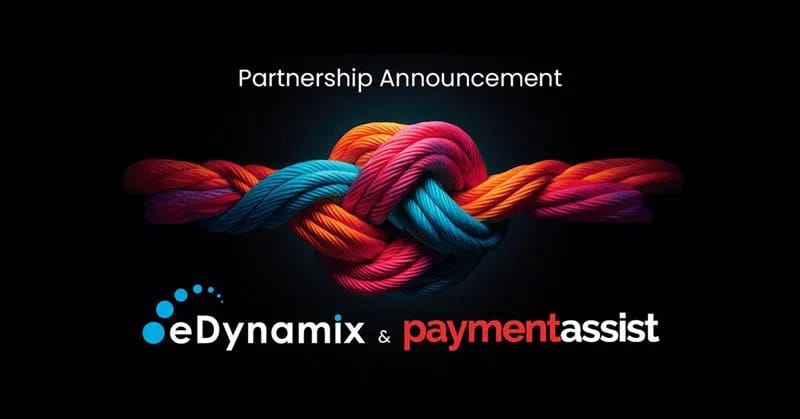 a stylised image of a partnership between eDynamix and Paymentassist