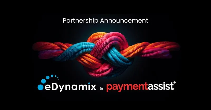 a stylised image of a partnership between eDynamix and Paymentassist
